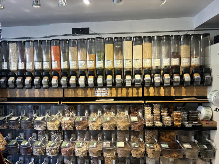 Rice, beans, cereals, nuts, and more in our Bulk Section.